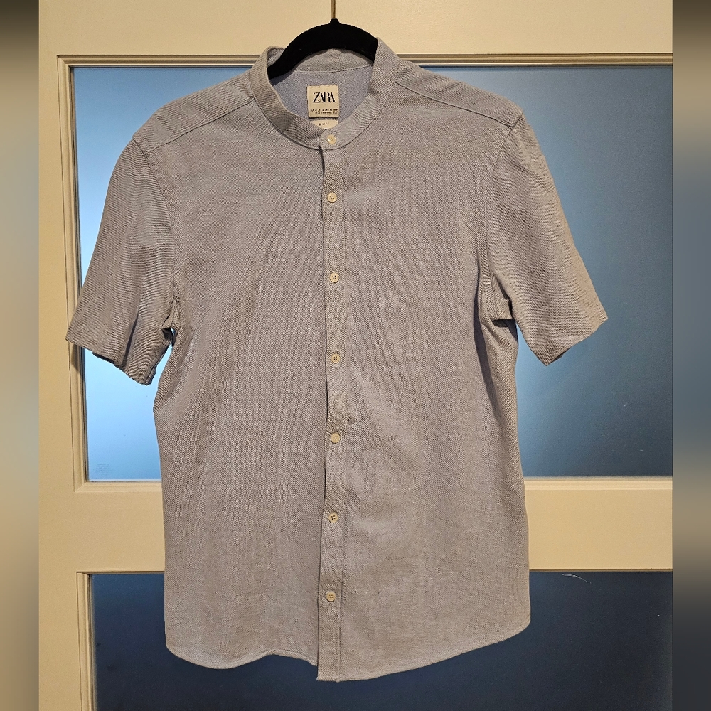 Zara short sleeve banded collar